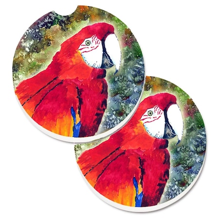 Carolines Treasures Parrot Parrot Head Set of 2 Cup Holder Car Coaster 8603CARC